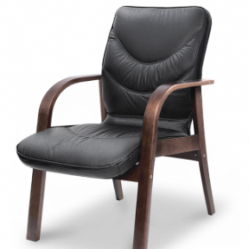 Кресло для посетителя MULTI-OFFICE LEEDS WOOD D, эко-кожа