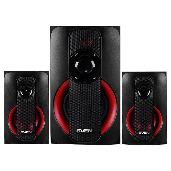 Акустическая система 2.1 SVEN MS-304 черный, RMS 40Вт(20 + 2x10), Bluetooth 10m, USB2.0, SD слот, Пульт ДУ, MDF, Питание от сети(~220В)
