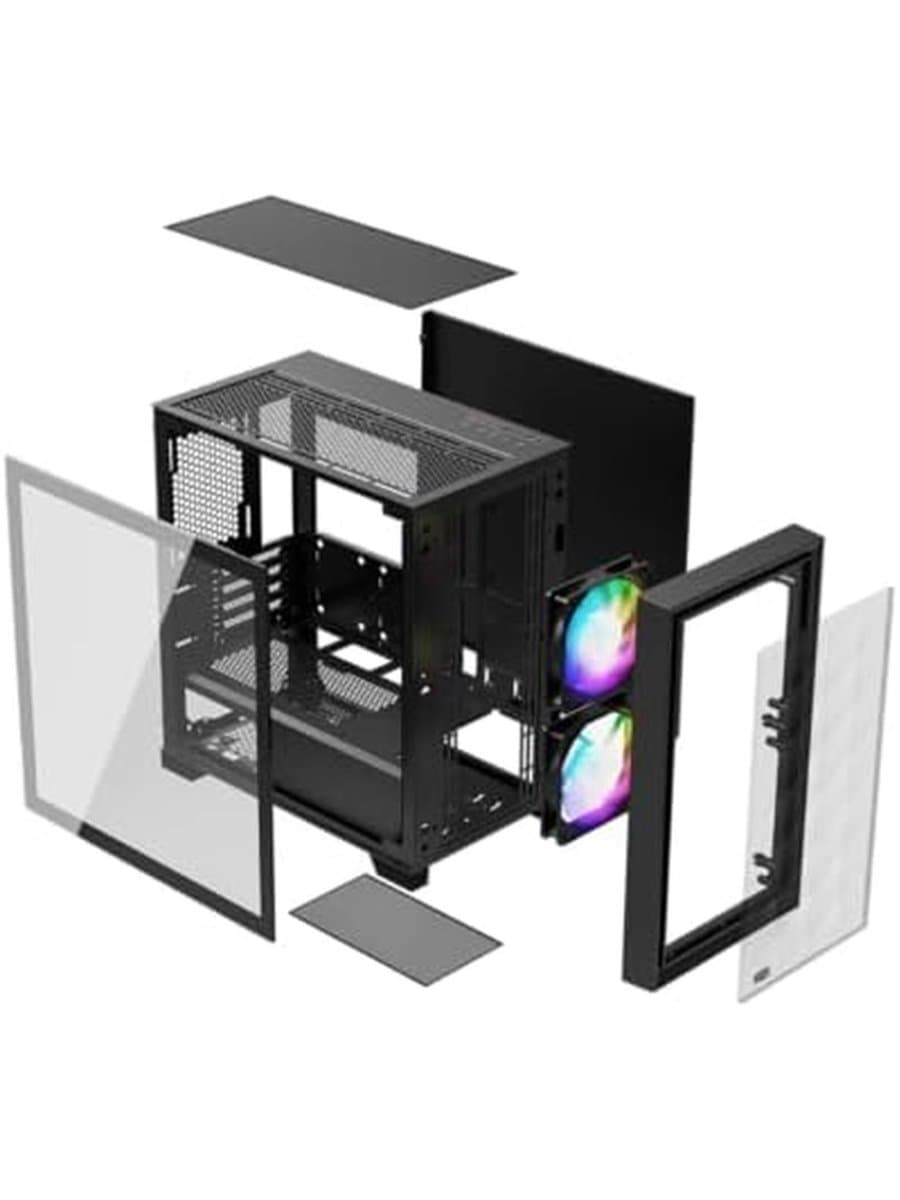 Корпус PCCooler C3 D310 ARGB BK mATX 2xUSB 3.0, HDAudio, 3x2,5" SSD, 2x3,5" HDD, 2x120mm ARGB FAN, Tempered Glass, 406x220x410mm, Black