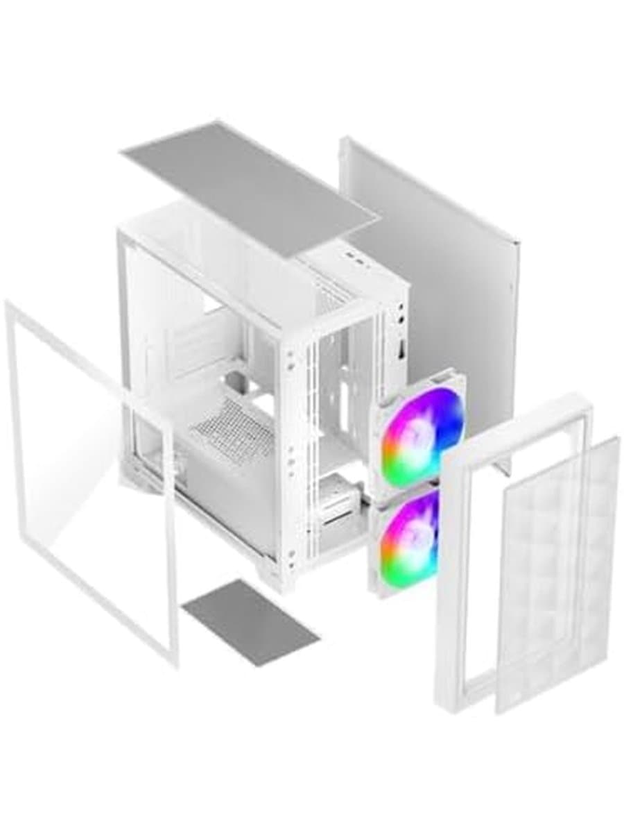 Корпус PCCooler C3 D310 ARGB WH mATX 2xUSB 3.0, HDAudio, 3x2,5" SSD, 2x3,5" HDD, 2x120mm ARGB FAN, Tempered Glass, 406x220x410mm, White