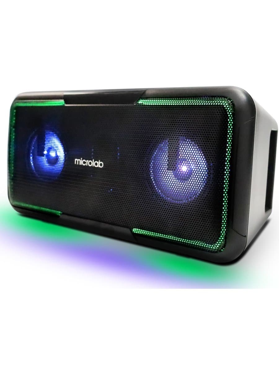 Акустика портативная Microlab BP12 Black, RMS 20W (2x10W), Bluetooth, 3600 mAh/7h, Micro USB, MiniJack 3.5mm, 7 colors LED, SNR 65dB
