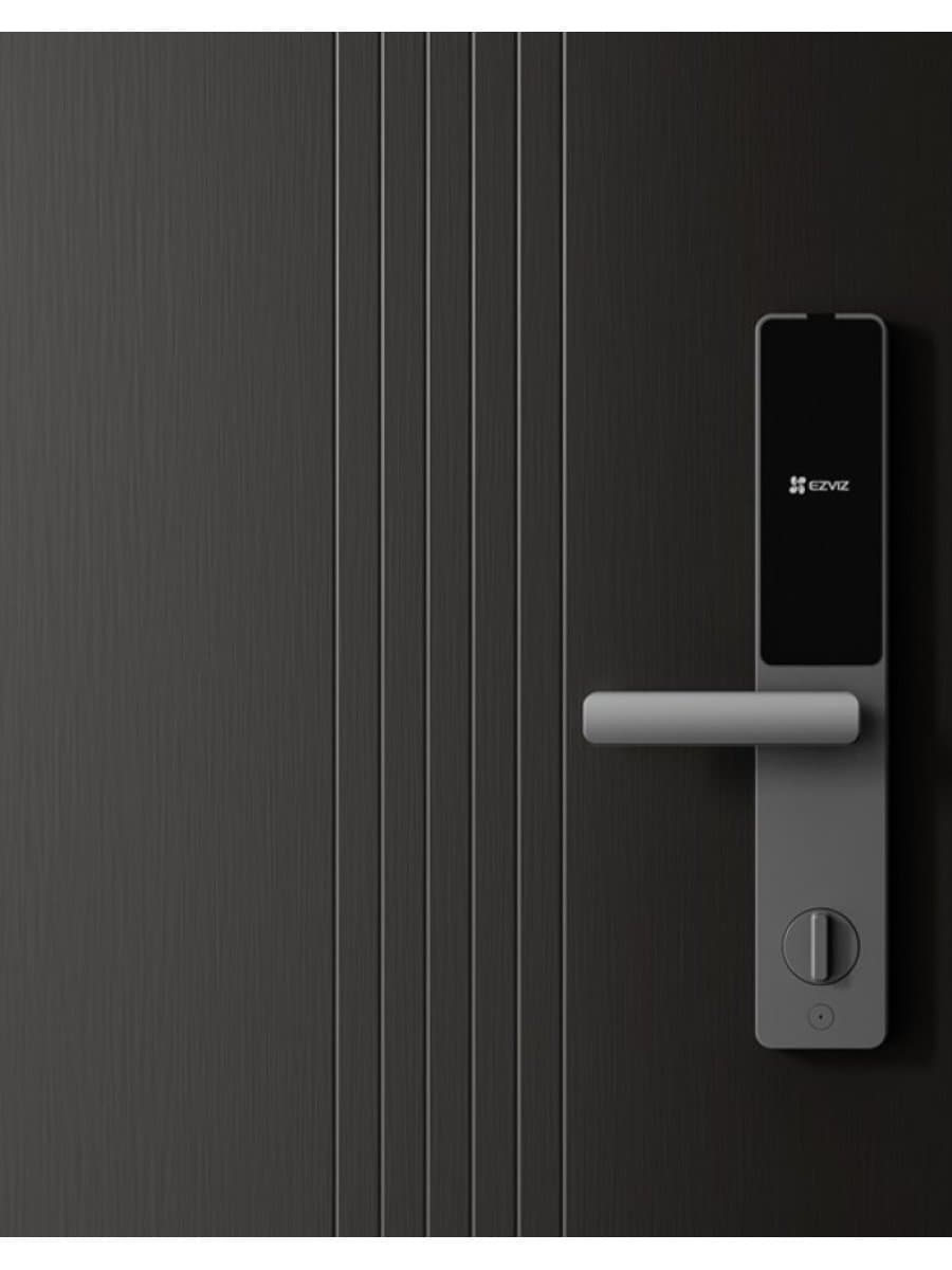 Замок биометрический EZVIZ CS-DL05-R200-WBCP-GR, отпечаток пальца, карта, пароль, Wi-Fi, Bluetooth, приложение, звонок, сирена, серый