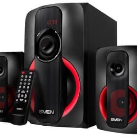 Акустическая система 2.1 SVEN MS-304 черный, RMS 40Вт(20 + 2x10), Bluetooth 10m, USB2.0, SD слот, Пульт ДУ, MDF, Питание от сети(~220В)