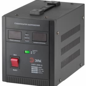 Стабилизатор напряжения ЭРА СНПТ-2000-Ц (2000VA), диапазон работы 140-260V, 2 выхода, LED-дисплей, напольный