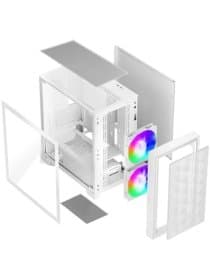 Корпус PCCooler C3 D310 ARGB WH mATX 2xUSB 3.0, HDAudio, 3x2,5" SSD, 2x3,5" HDD, 2x120mm ARGB FAN, Tempered Glass, 406x220x410mm, White
