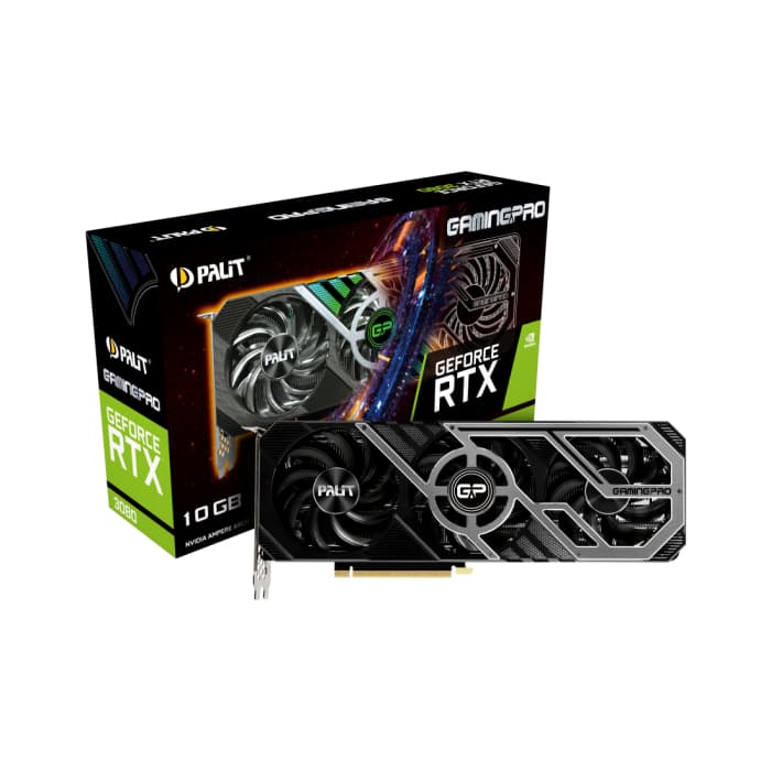 Видеокарта Palit GeForce RTX3080 Gaming PRO 10GB GDDR6X 320bit 1710Mhz/19000Mhz TRIPPLE Fan DVI-D HDMI HDCP DisplayPort LHR
