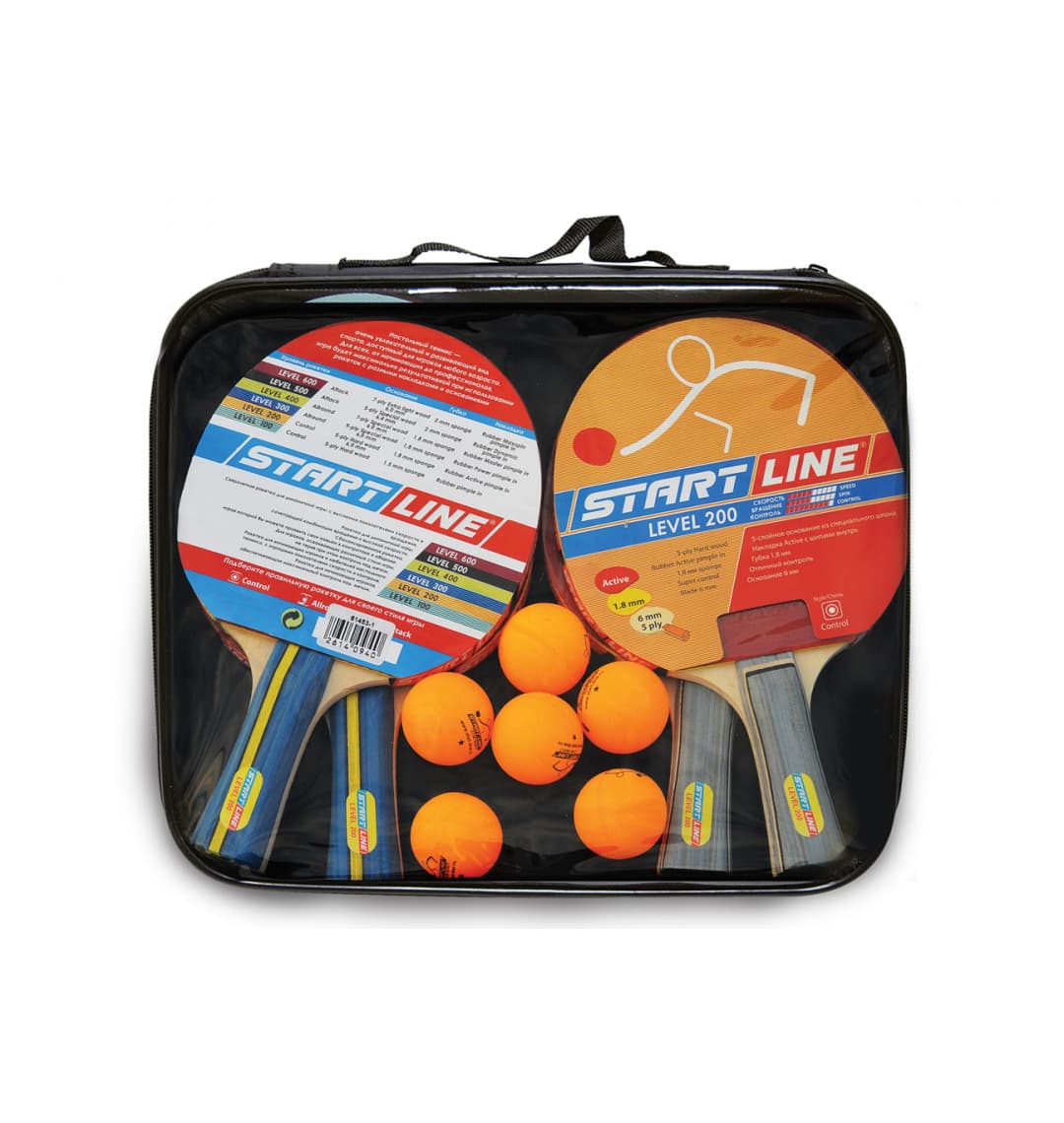 Набор аксессуаров Start Line 4 Ракетки Level 200, 6 Мячей Club Select, упаковано в сумку на молнии с ручкой 61-453-1