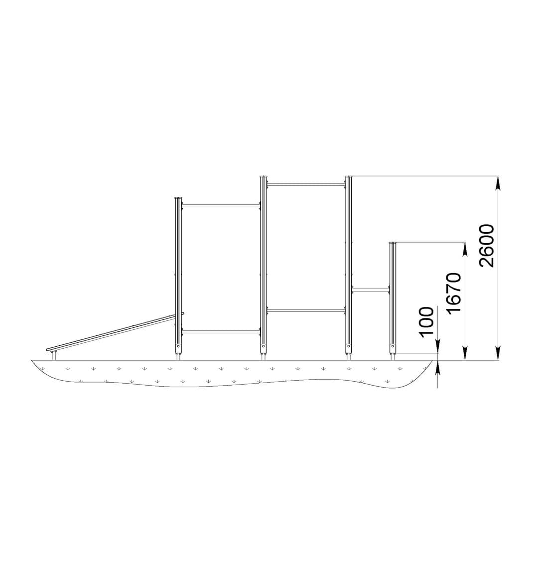 Спортивный комплекс Start Line Fitness № 1 (шведская стенка, 2 турника разной высоты, скамья наклонная, брусья,3 турника для отжимания) 7001