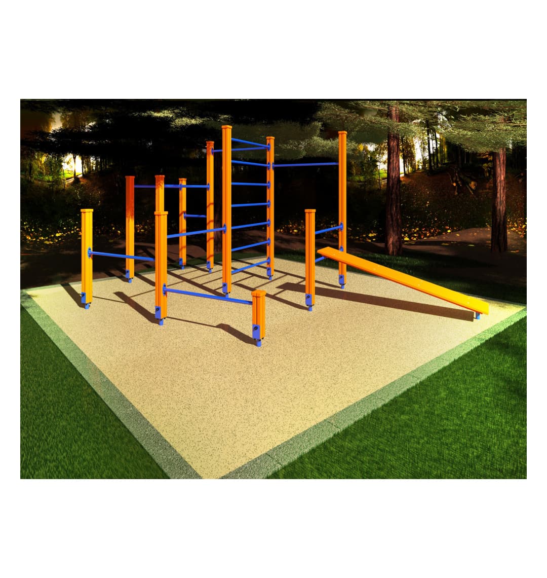 Спортивный комплекс Start Line Fitness № 1 (шведская стенка, 2 турника разной высоты, скамья наклонная, брусья,3 турника для отжимания) 7001