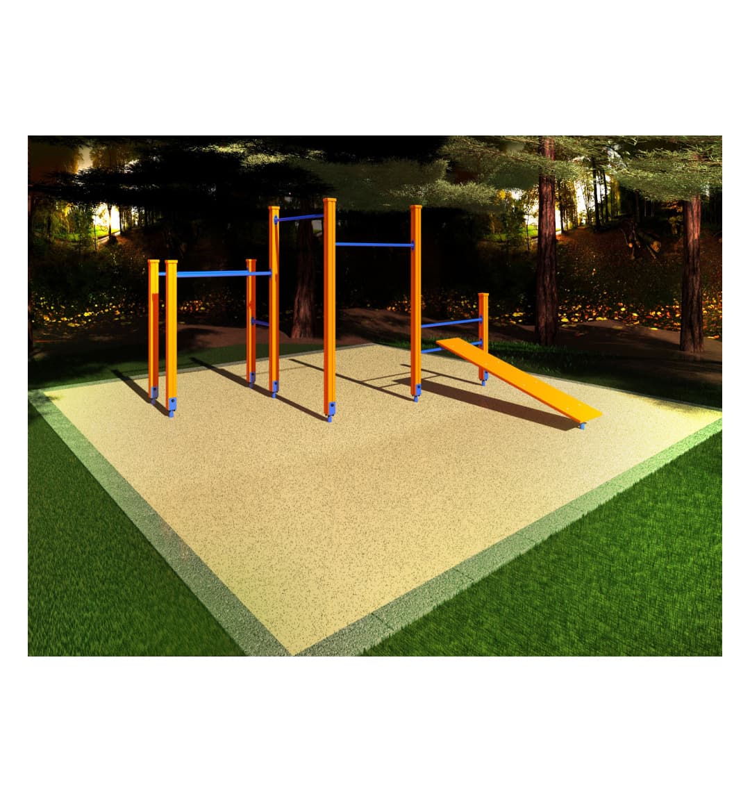 Спортивный комплекс Start Line Fitness № 3 (брусья, 2 турника разной высоты, скамья наклонная) 7003