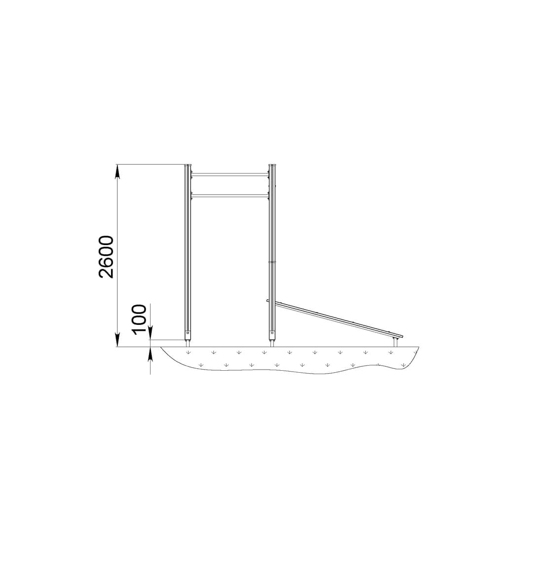 Спортивный комплекс Start Line Fitness № 6 (скамья наклонная, 3 турника разной высоты, шведская стенка) 7006