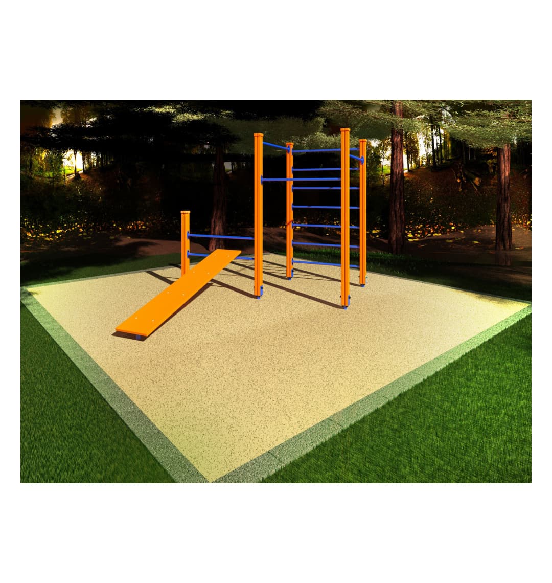 Спортивный комплекс Start Line Fitness № 6 (скамья наклонная, 3 турника разной высоты, шведская стенка) 7006