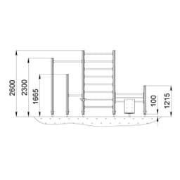 Спортивный комплекс Start Line Fitness № 2 (2 турника разной высоты, брусья, шведская стенка, скамья наклонная, 3 турника для отжимания) 7002