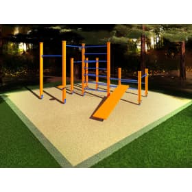 Спортивный комплекс Start Line Fitness № 2 (2 турника разной высоты, брусья, шведская стенка, скамья наклонная, 3 турника для отжимания) 7002