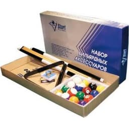 Комплект аксессуаров ПУЛ: Кий 2шт., шары Classic O 57,2 мм,треугольник, мостик, разметка O 35, мел 12шт. 9502А