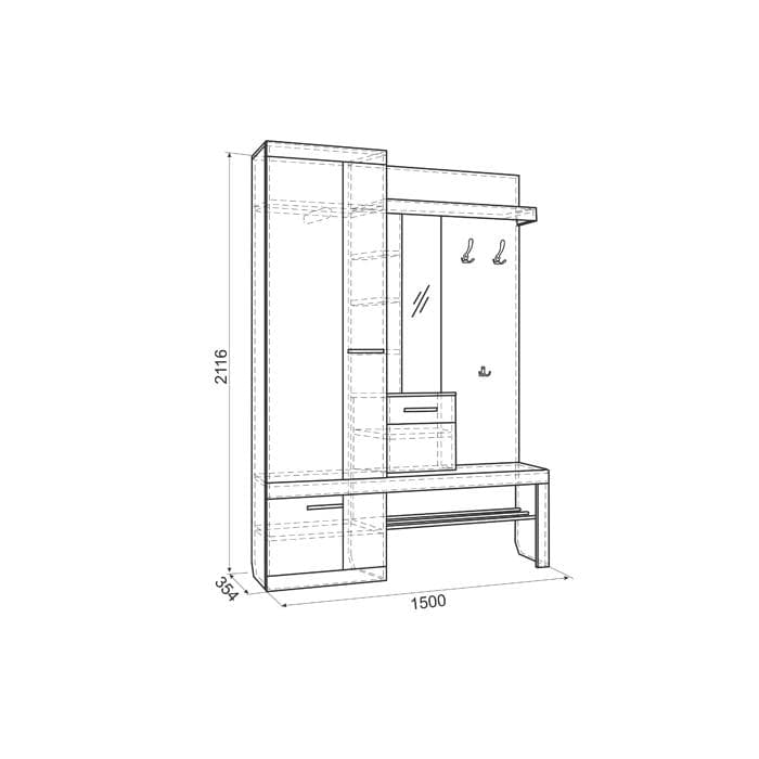 Прихожая Алекс (1 500х354х2 116) венге/скала