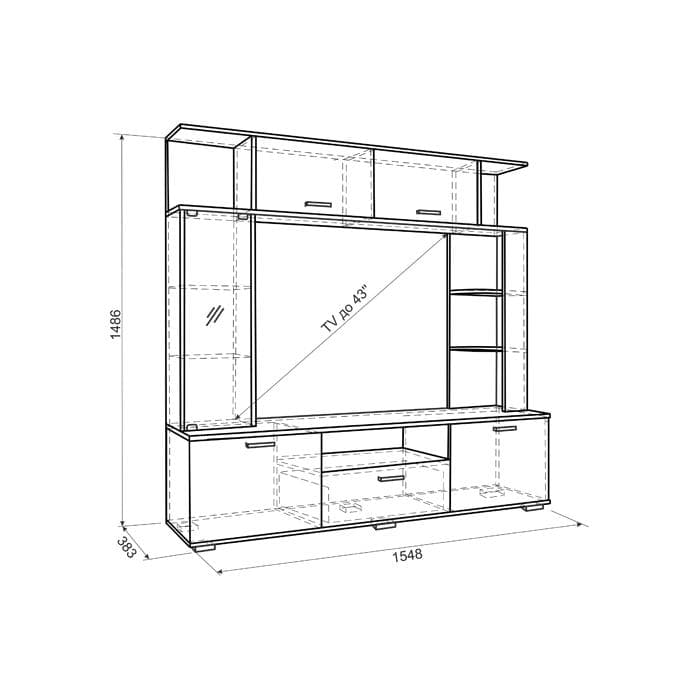 Мини-стенка Ника (1 548х383х1 486) CTV-007 дуб сонома/венге