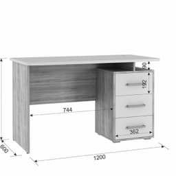 Стол компьютерный Лайт-2 1200 (1 200х600х750) дуб сонома/белый