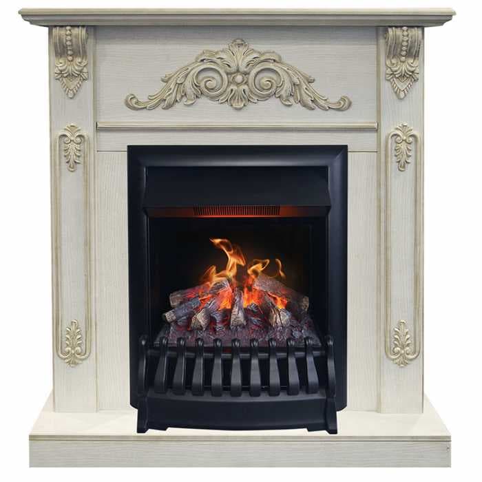 Комплект Real Flame портал Anita corner STD WT с очагом Fobos lux/Majestic lux Black RC