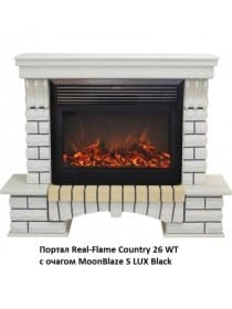 Комплект Real Flame портал Country 26 WT с очагом Moonblaze Deluxe Black/Brass