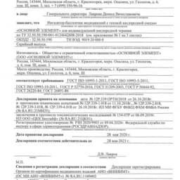 Ингалятор-баллончик медицинский с газовой кислородной смесью "ОСНОВНОЙ ЭЛЕМЕНТ" для индивидуальной кислородной терапии 17 л. с жесткой маской