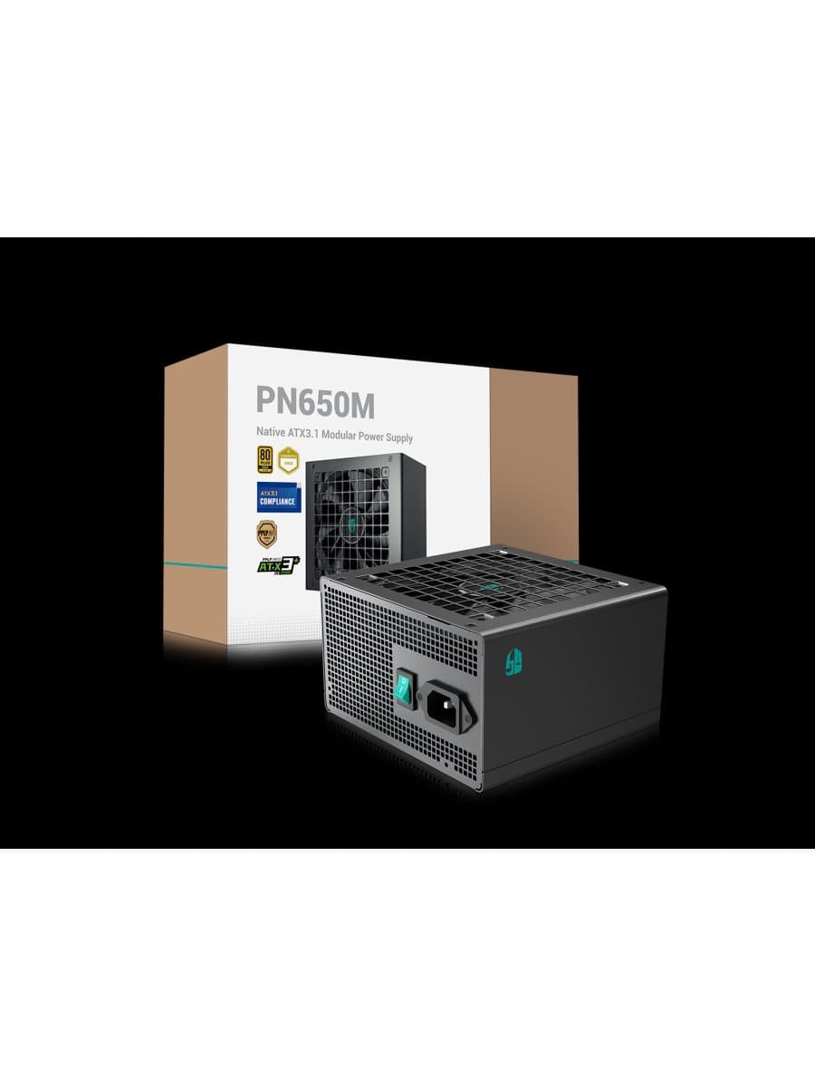 Блок питания DeepCool PN650M (650W) 80 Plus Gold 24Pin, CPU(4+4)Pin x2, SATA x3*2, PCI-E(6+2)Pin x2, ATX12V 3.0 Black