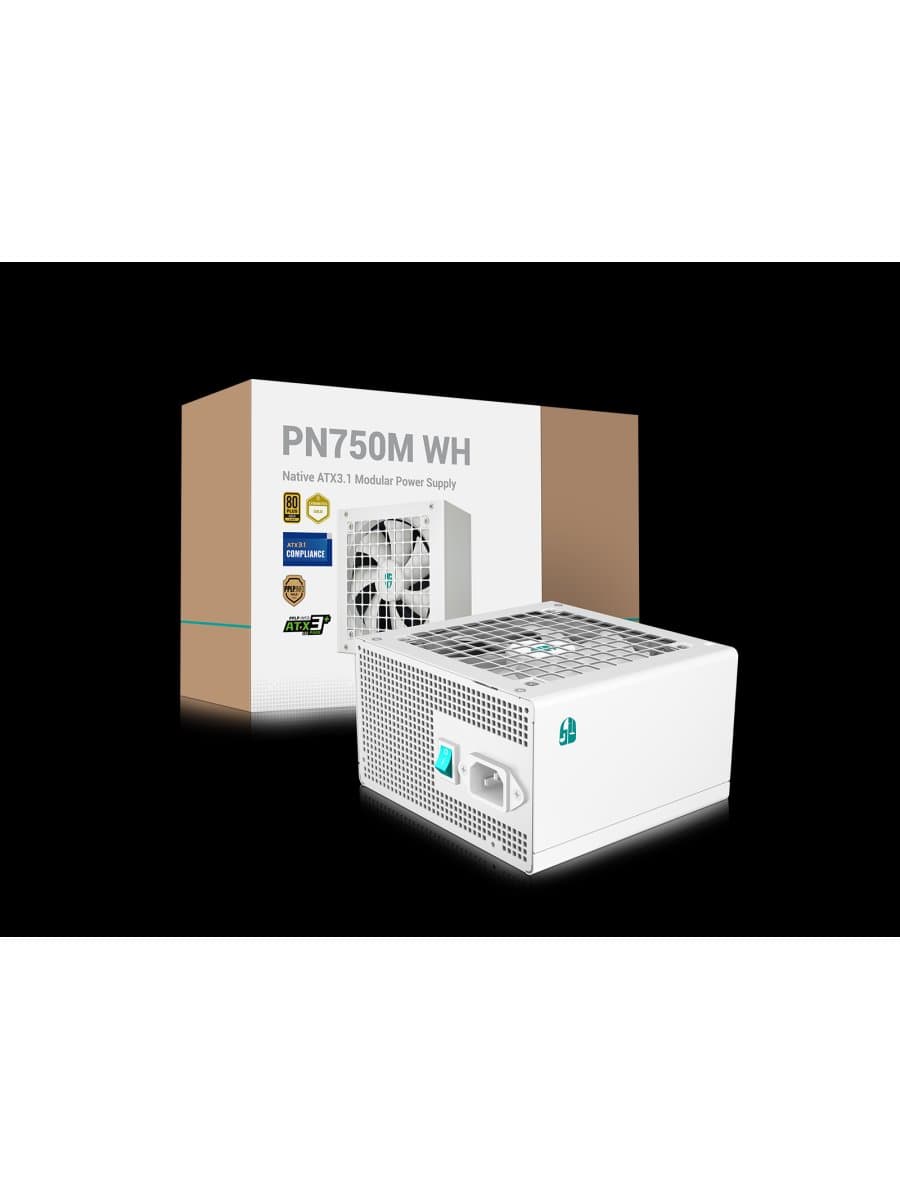 Блок питания DeepCool PN750M-WH (750W) 80 Plus Gold 24Pin, CPU(4+4)Pin x2, SATA x3*2, PCI-E(6+2)Pin x2, ATX12V 3.0 White