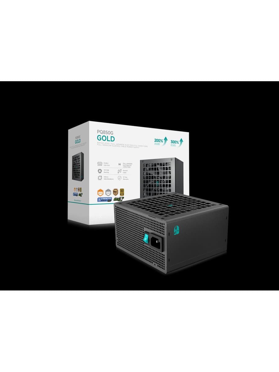 Блок питания DeepCool GamerStorm PQ850G (850W) 80 Plus Gold 24Pin, CPU(4+4)Pin x2, SATA x3*2, PCI-E(6+2)Pin x2, ATX12V 3.0 Black