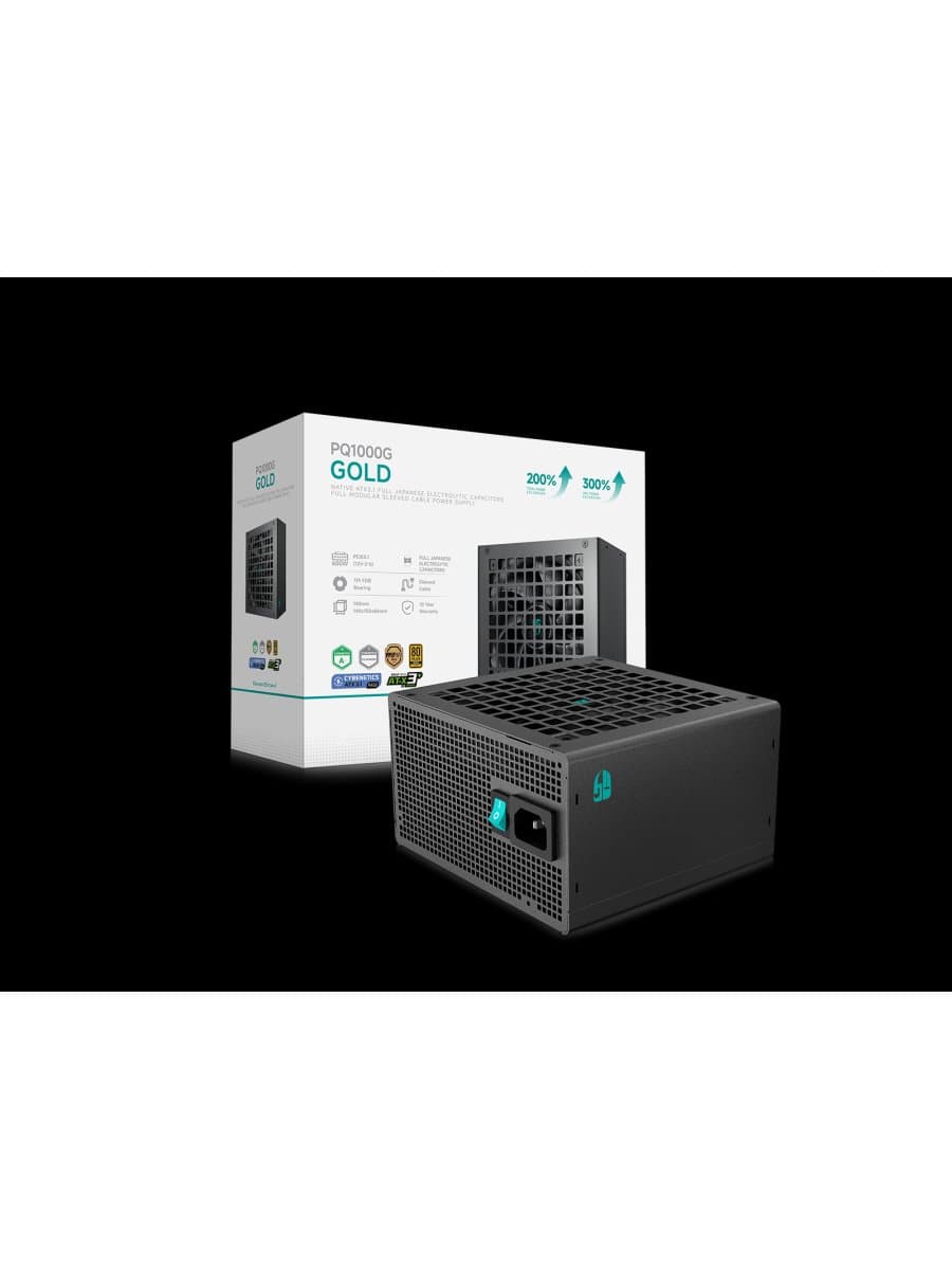 Блок питания DeepCool GamerStorm PQ1000G (1000W) 80 Plus Gold 24Pin, CPU(4+4)Pin x2, SATA x3*2, PCI-E(6+2)Pin x2, ATX12V 3.1 Black