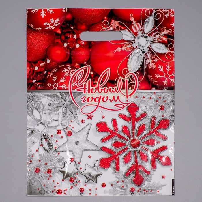 Пакет "Ледяной бисер", полиэтиленовый с вырубной ручкой, 31 х 40 см, 60 мкм