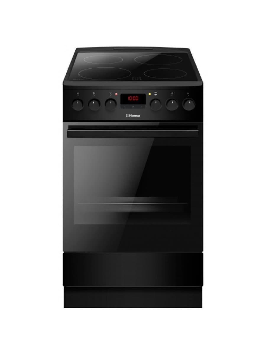 Электрическая плита Hansa FCCM582033, 50 см, стеклокерамика Hi-Light, духовка 65 л, чёрная
