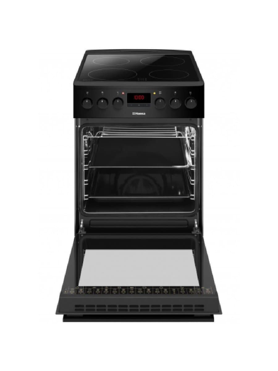 Электрическая плита Hansa FCCM582033, 50 см, стеклокерамика Hi-Light, духовка 65 л, чёрная