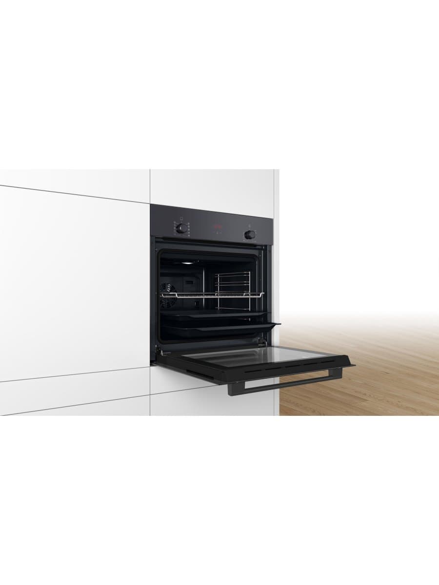 Встраиваемый духовой шкаф Bosch HBF512BB1T, 66 л, 7 режимов, 3D Hotair, чёрный