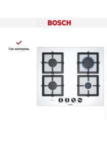 Газовая варочная панель Bosch PPP6A2B20O, 60 см, 4 конфорки, закалённое стекло, белая