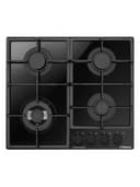 Встраиваемая газовая варочная поверхность Hansa BHKS6718511, 60 см, 4 конфорки, WOK, чёрное стекло