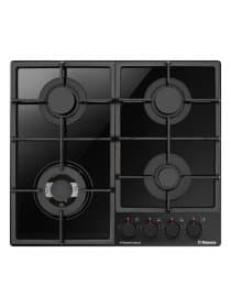 Встраиваемая газовая варочная поверхность Hansa BHKS6718511, 60 см, 4 конфорки, WOK, чёрное стекло