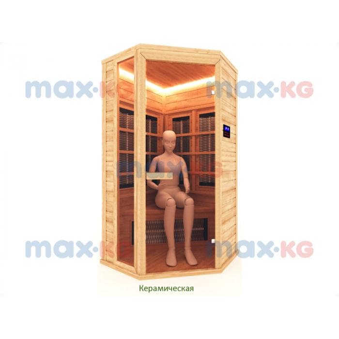 Инфракрасная сауна керамика, 1-местная угловая, 200*105*105 см, 5 излучателей, кедр