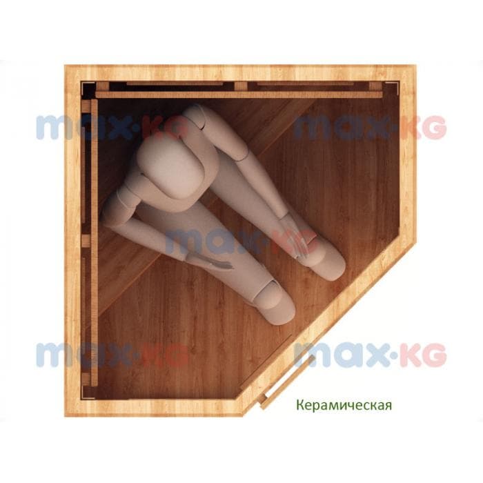 Инфракрасная сауна керамика, 1-местная угловая, 200*105*105 см, 5 излучателей, кедр