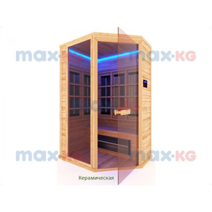 Инфракрасная сауна керамика, 2-местная угловая, 200*135*105 см, 6 излучателей, кедр