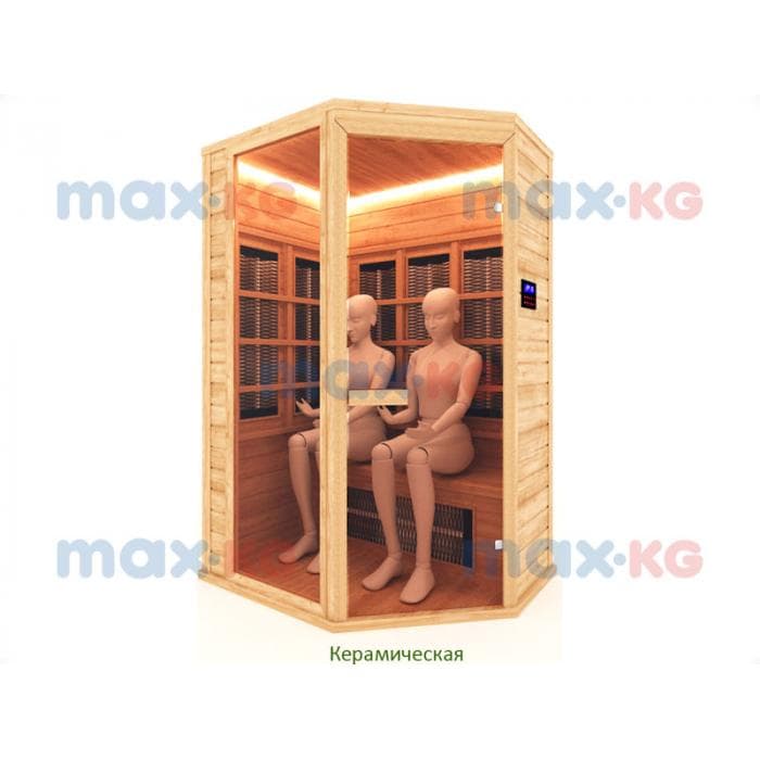 Инфракрасная сауна керамика, 2-местная угловая, 200*135*105 см, 6 излучателей, кедр