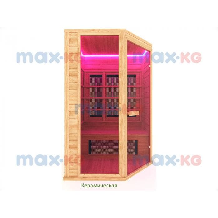 Инфракрасная сауна керамика, 2-местная угловая, 200*135*105 см, 6 излучателей, кедр