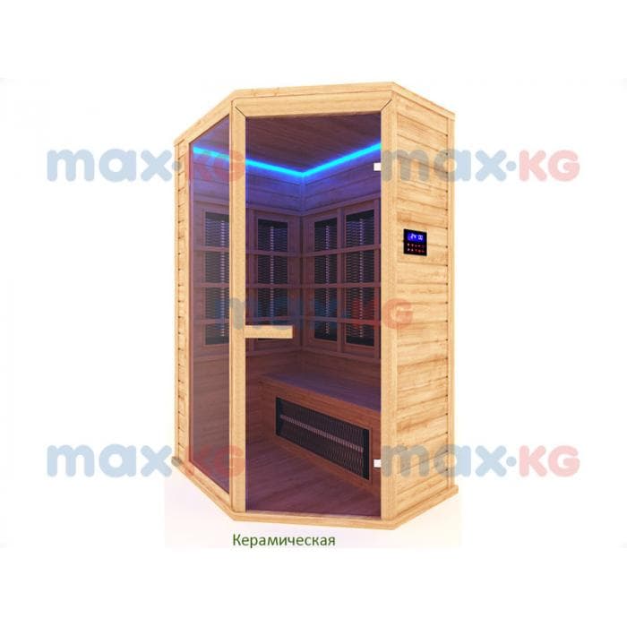 Инфракрасная сауна керамика, 2-местная угловая, 200*135*105 см, 6 излучателей, кедр