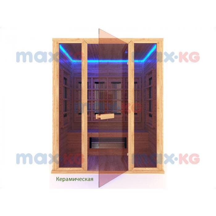 Инфракрасная сауна керамика, 3-местная, 200*180*105 см, 8 излучателей, кедр