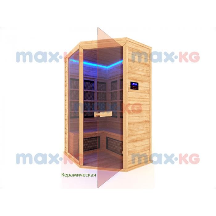 Инфракрасная сауна керамика, 3-местная угловая, 200*170*130 см, 8 излучателей, кедр
