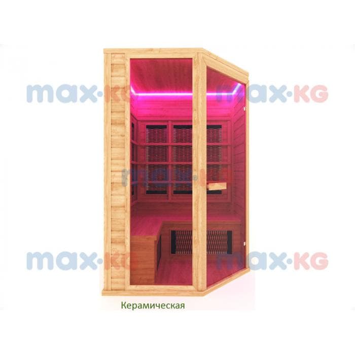 Инфракрасная сауна керамика, 3-местная угловая, 200*170*130 см, 8 излучателей, кедр