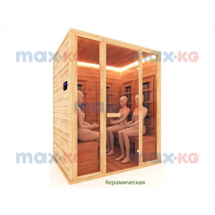 Инфракрасная сауна керамика, 4-местная, 200*130*170 см, 8 излучателей, кедр