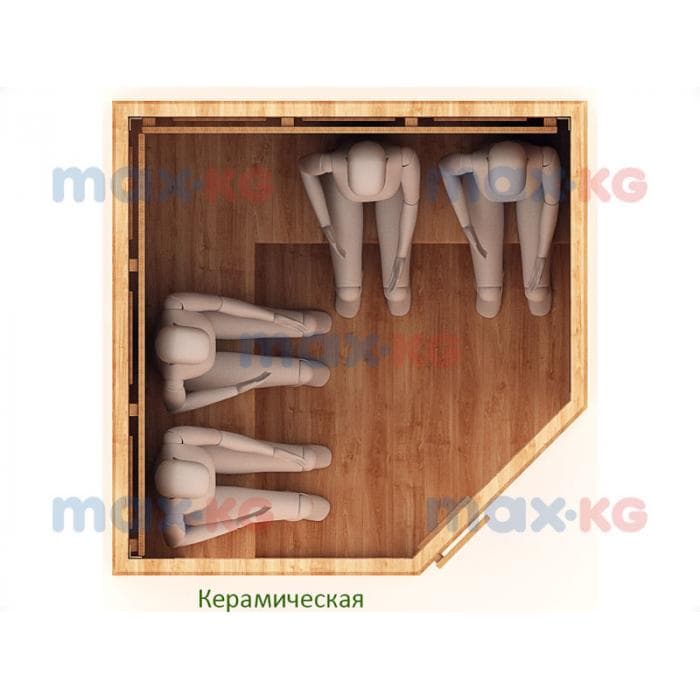 Инфракрасная сауна керамика, 4-местная угловая, 200*150*150 см, 10 излучателей, кедр