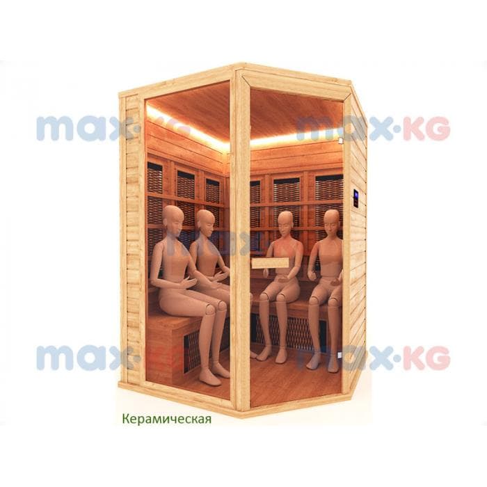 Инфракрасная сауна керамика, 4-местная угловая, 200*150*150 см, 10 излучателей, кедр