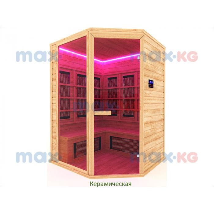 Инфракрасная сауна керамика, 4-местная угловая, 200*150*150 см, 10 излучателей, кедр