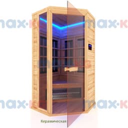 Инфракрасная сауна керамика, 1-местная угловая, 200*105*105 см, 5 излучателей, кедр